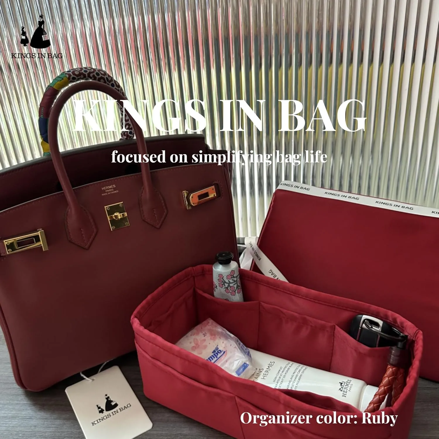 Custom Bag Insert, Silky Purse Organizer Insert Compatible with Berkin Bags, Lightweight Handbag Shaper with 114 Color Options (Custom Color)