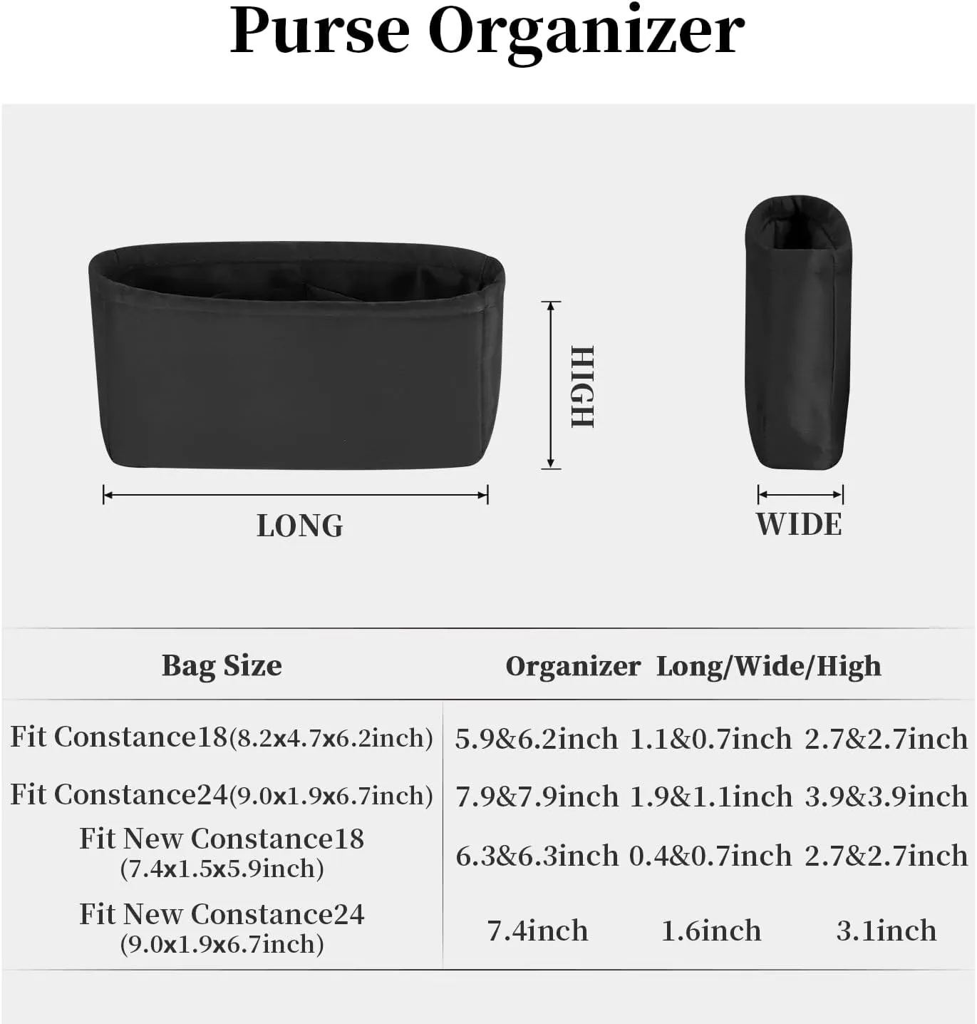 Custom Constance Bag Insert, Silky Purse Insert Compatible with Hermes Constance 18/24, Lightweight Handbag Shaper for Daily Use (Custom Color)