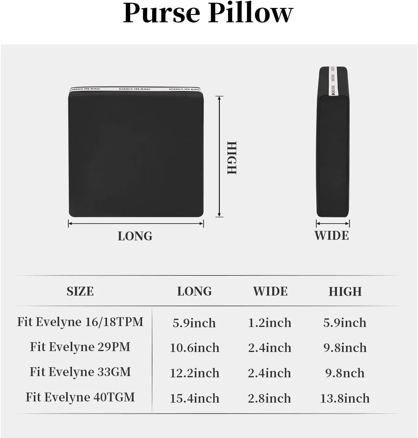 Custom Evelyne Bag Pillow Insert, Purse Shaper Compatible with Hermes Evelyne Bags, Luxury Bag Shaper, Silky Satin Surface and Soft Memory Foam Inner (Custom Color)