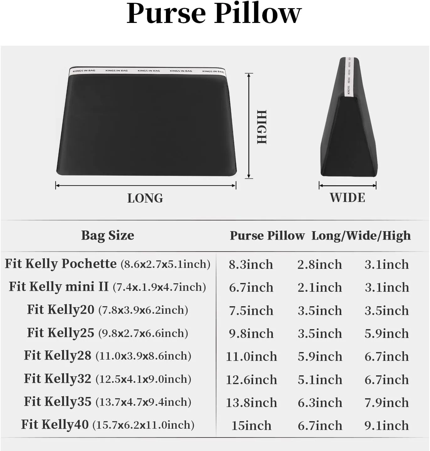 Custom KE Bag Pillow Insert, Purse Shaper Compatible with Hermes Kelly Bags, Luxury Bag Handbag Filler with Silky Satin Surface and Soft Memory Foam Inner (Custom Color)