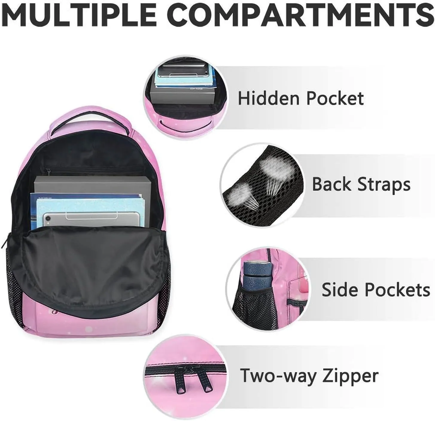 Custom Penguin Backpack with Lunch Box and Pencil Case Set, 3PCS Matching Kids Girls Backpacks Combo, Pink Cute Bookbag and Pencil Case Bundle
