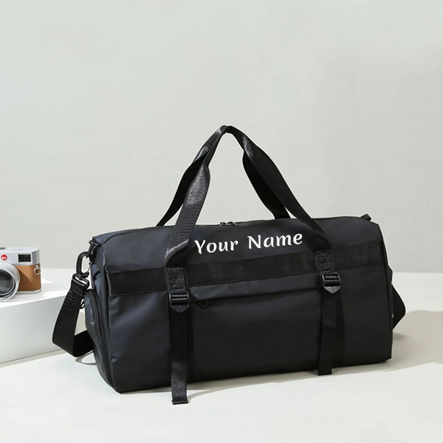Customizable Sports Duffel Bag with Embroidery Option - 7 Color Reversible Travel and Gym Bag with Wet Bag and Shoe Compartment (19.7x9.8x9.8 in)