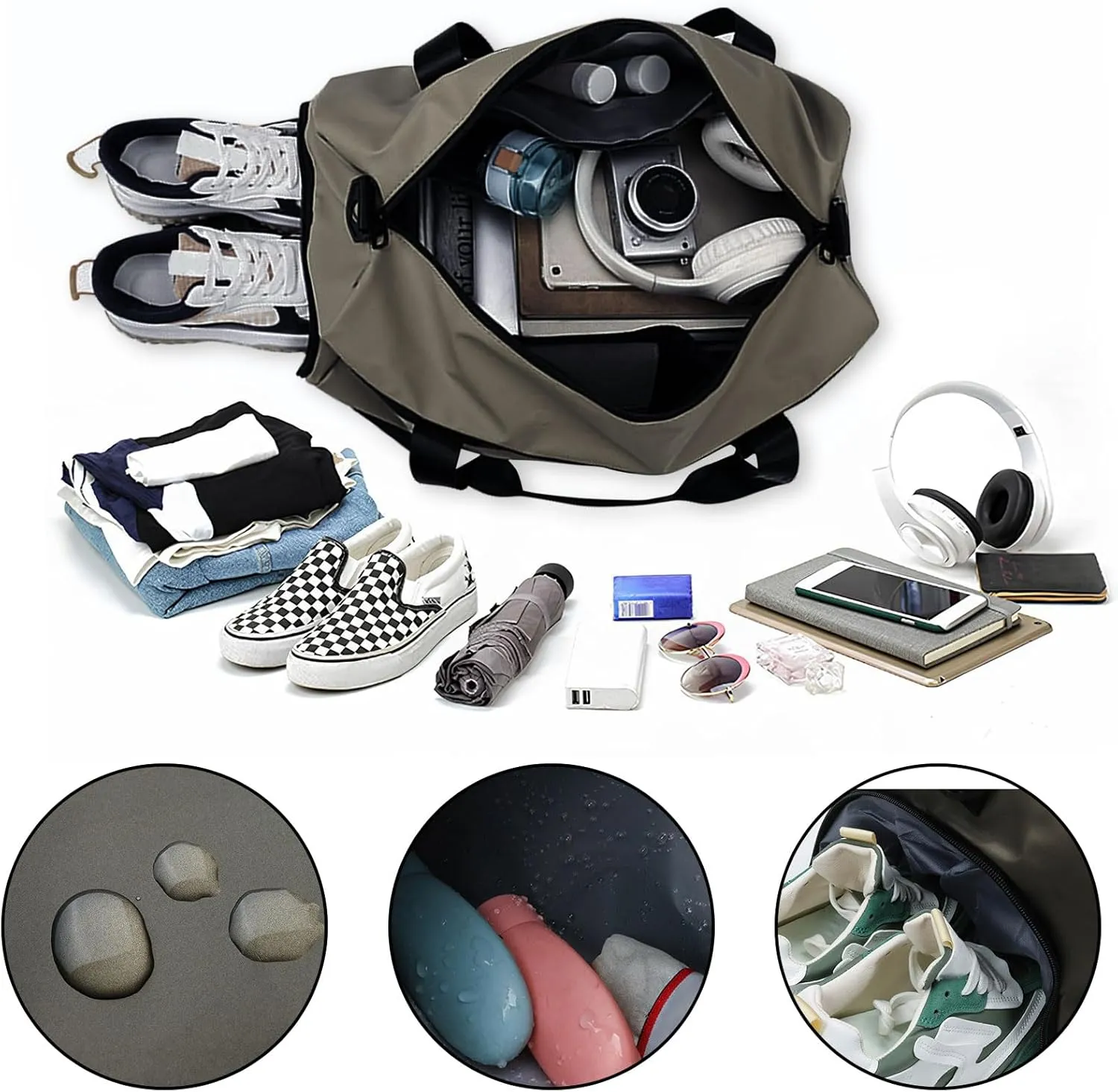 Customizable Sports Duffel Bag with Embroidery Option - 7 Color Reversible Travel and Gym Bag with Wet Bag and Shoe Compartment (19.7x9.8x9.8 in)