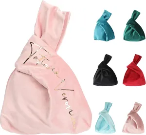 Customized Wristlet Purses for Women, Personalized Clutch Purse with Name, Luxury Velvet Mini Bag, Elegant Style Portable Purse,Soft Evening Bow Purse Bag, Creative Nice Bag Gifts for Women