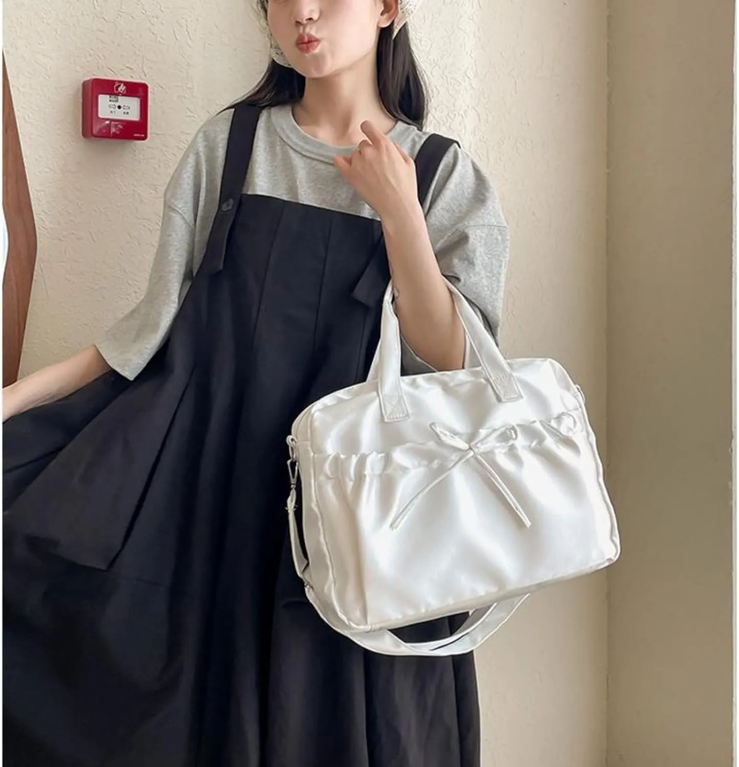 Cute BowTote Bag Kwaii Shoulder Bags Aesthetic Satin Handmade Purse Y2K Butterfly Shoujo Totebags