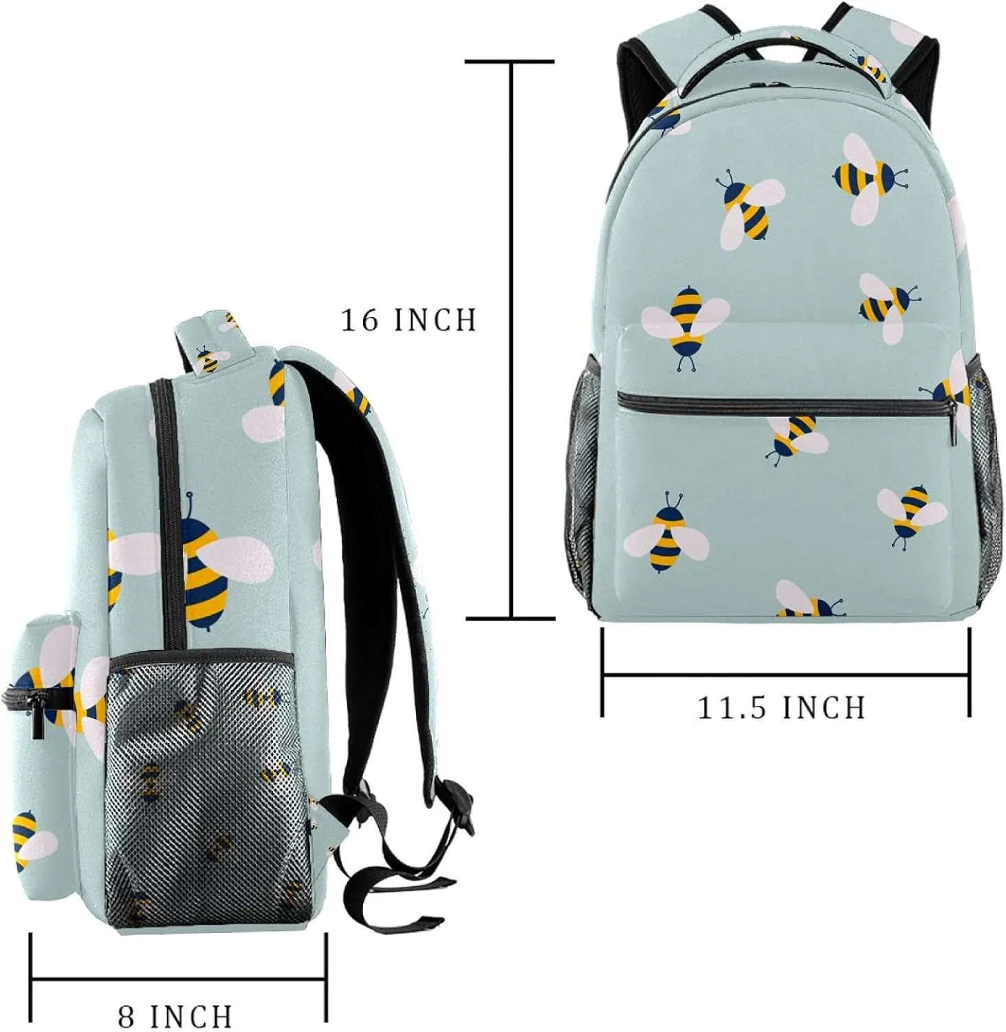 Cute Cartoon Bee Backpack For Middle School Student, Durable Daypack With Adjustable Strap