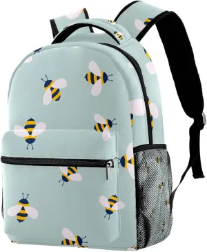 Cute Cartoon Bee Backpack For Middle School Student, Durable Daypack With Adjustable Strap