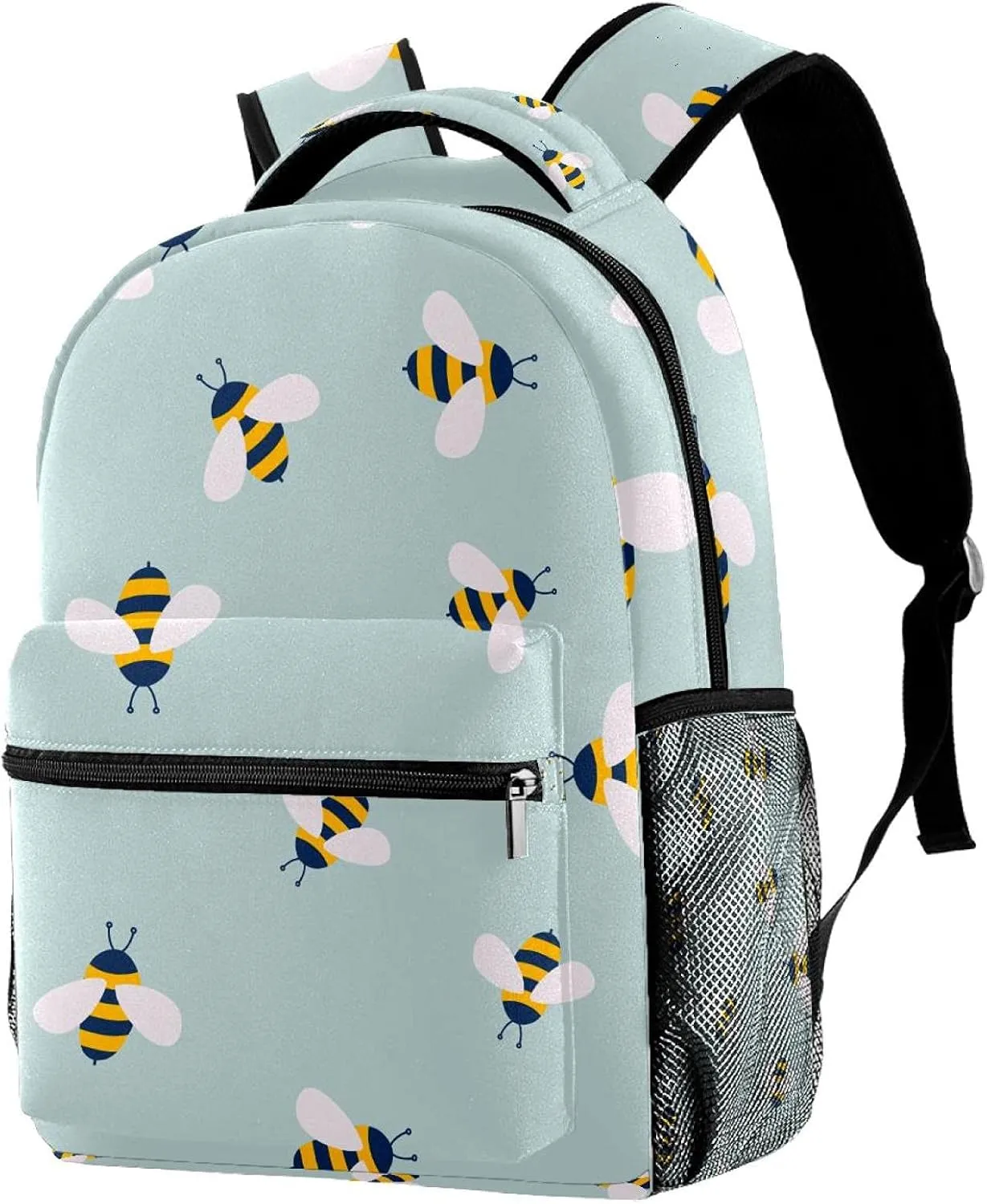 Cute Cartoon Bee Backpack For Middle School Student, Durable Daypack With Adjustable Strap