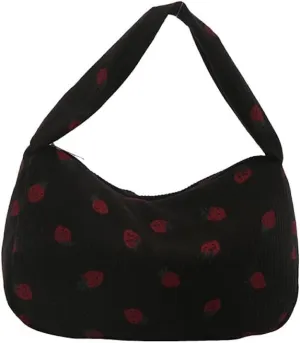 Cutecore Strawberry Corduroy Shoulder Purse Small Shoulder Bag Handbag Mini Casual Bags Cutecore Stuff