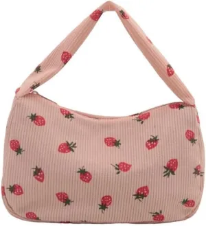 Cutecore Strawberry Corduroy Shoulder Purse Small Shoulder Bag Handbag Mini Casual Bags Cutecore Stuff