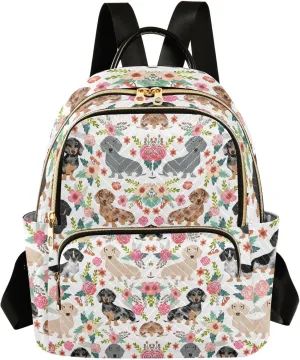 Dachshund Dog Quilted Backpack Purse for Women Fashion Small Backpack Shoulder Bag Travel Casual Daypack