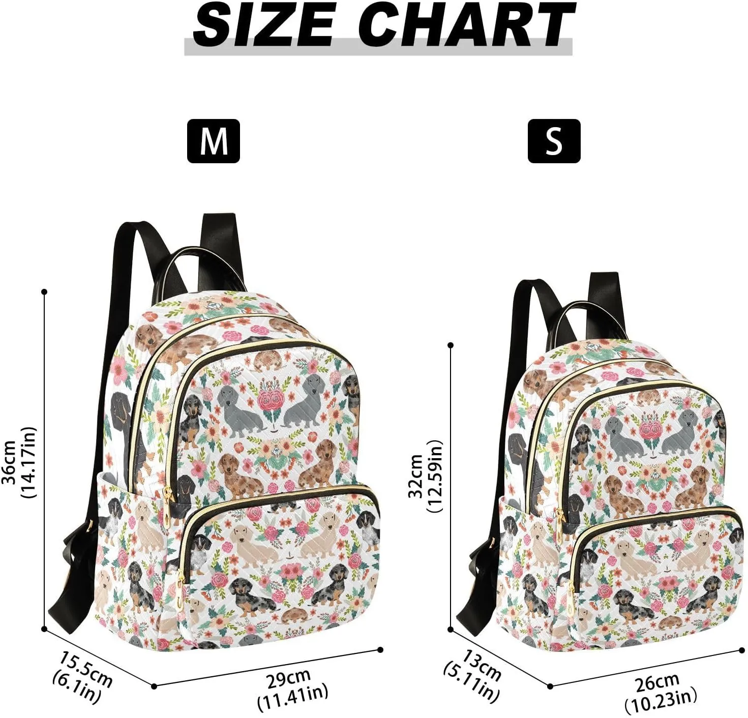 Dachshund Dog Quilted Backpack Purse for Women Fashion Small Backpack Shoulder Bag Travel Casual Daypack