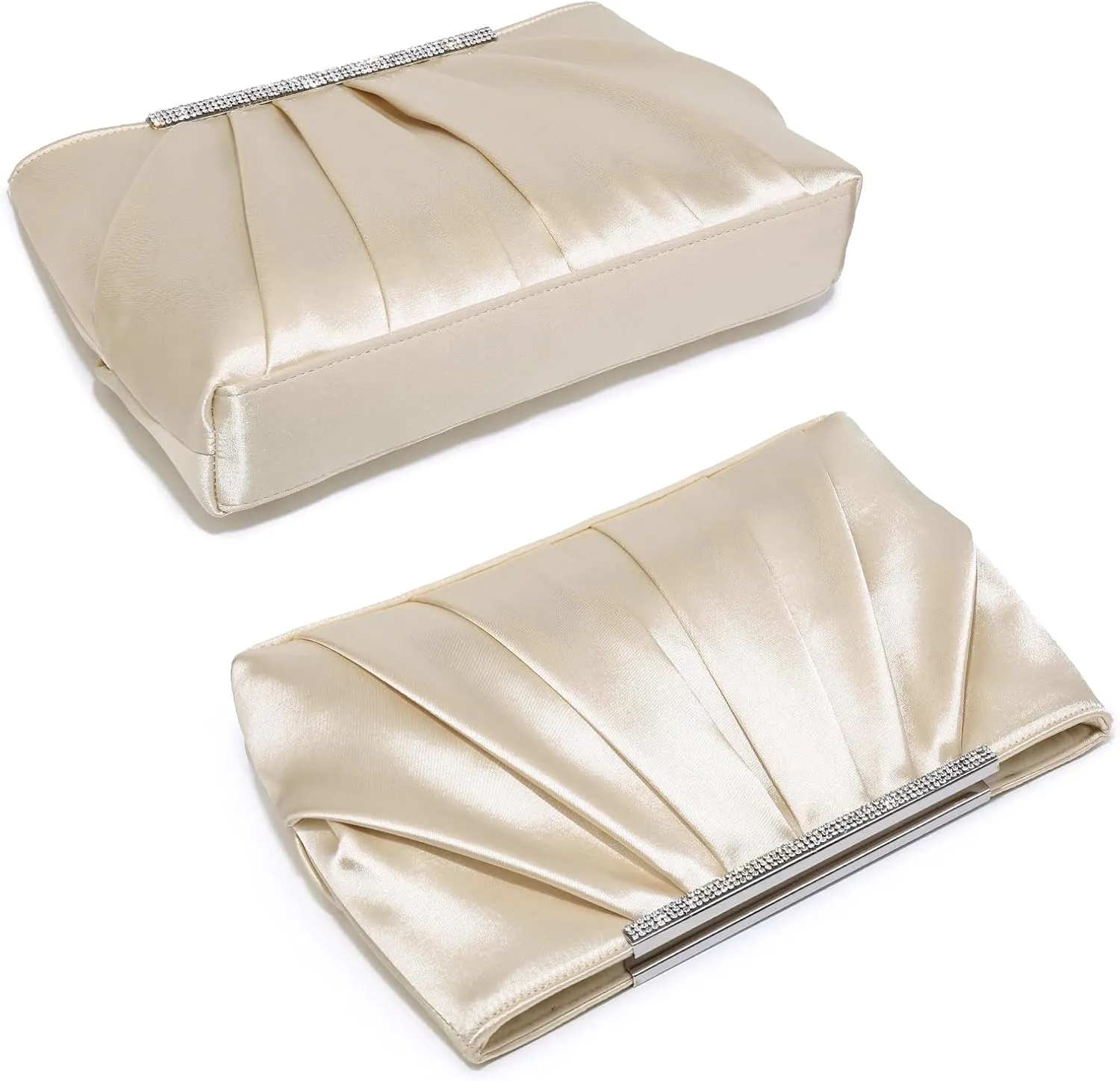 Dasein Elegant Pleated Evening Clutch Bags for Women Formal Handbags Purses for Wedding Party Prom with Sparkly Rhinestones