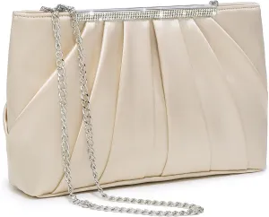 Dasein Elegant Pleated Evening Clutch Bags for Women Formal Handbags Purses for Wedding Party Prom with Sparkly Rhinestones