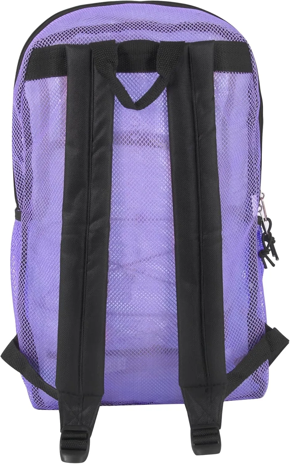 Deluxe See Through Mesh Backpack with Bungee Cord & Adjustable Padded Straps for Swimming, Travel (Lavender)