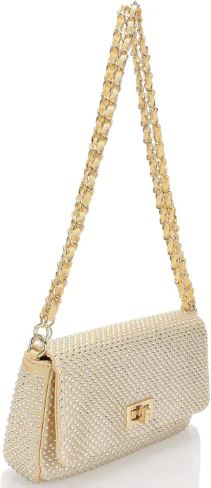 Dexmay Classic Flap Crystal Bag Small Evening Clutch Handbag Party Rhinestone Purse