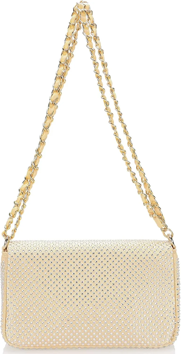 Dexmay Classic Flap Crystal Bag Small Evening Clutch Handbag Party Rhinestone Purse