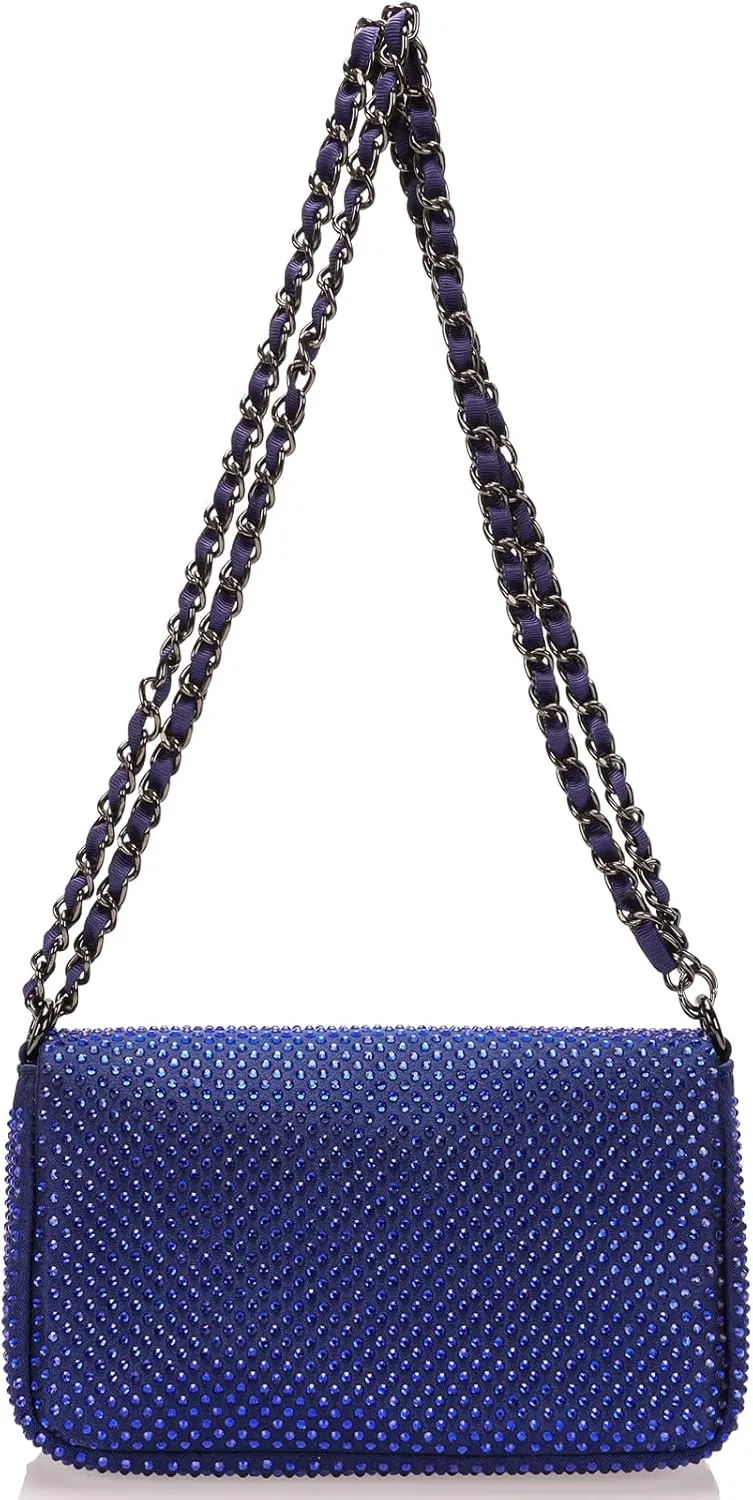 Dexmay Classic Flap Crystal Bag Small Evening Clutch Handbag Party Rhinestone Purse
