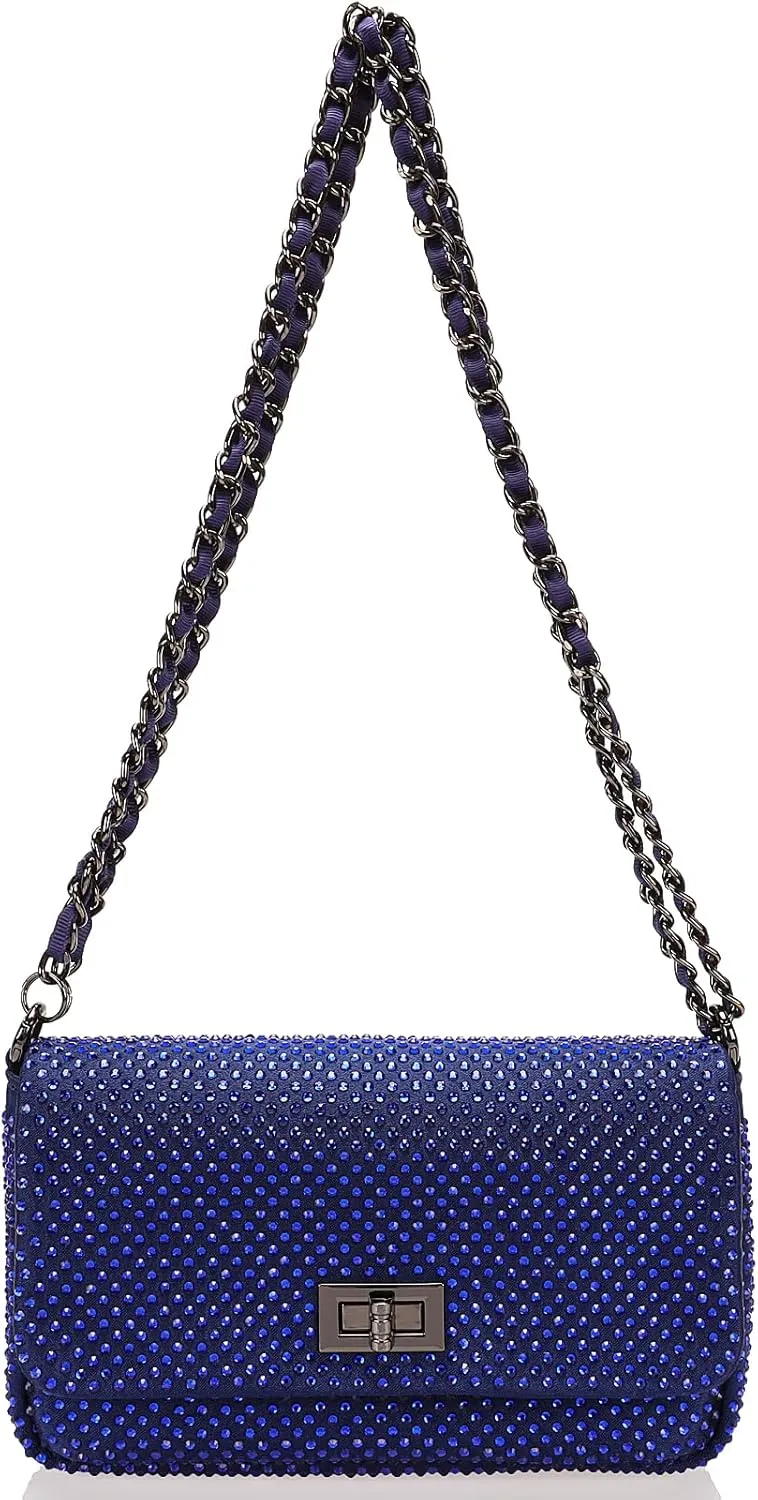 Dexmay Classic Flap Crystal Bag Small Evening Clutch Handbag Party Rhinestone Purse