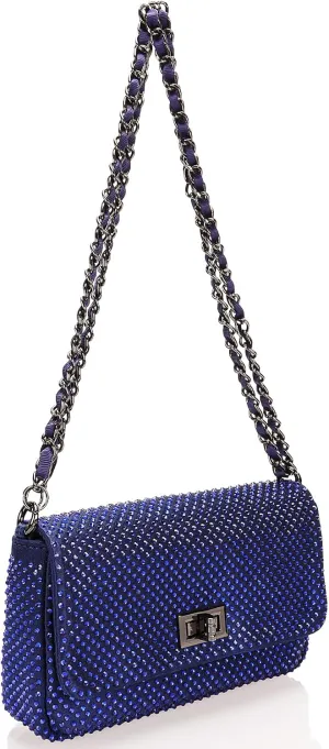 Dexmay Classic Flap Crystal Bag Small Evening Clutch Handbag Party Rhinestone Purse
