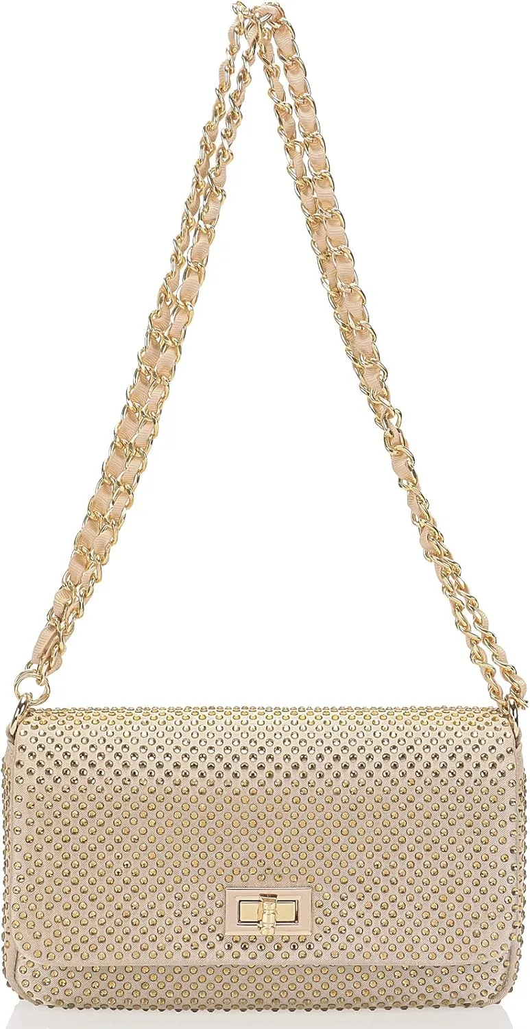 Dexmay Classic Flap Crystal Bag Small Evening Clutch Handbag Party Rhinestone Purse