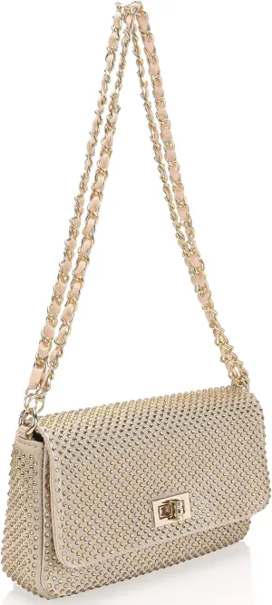 Dexmay Classic Flap Crystal Bag Small Evening Clutch Handbag Party Rhinestone Purse