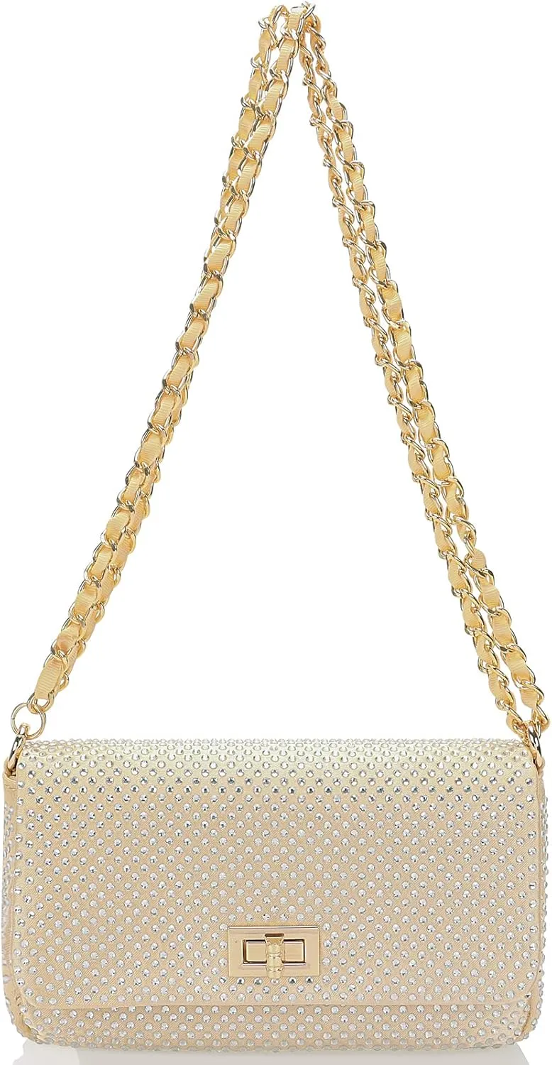 Dexmay Classic Flap Crystal Bag Small Evening Clutch Handbag Party Rhinestone Purse