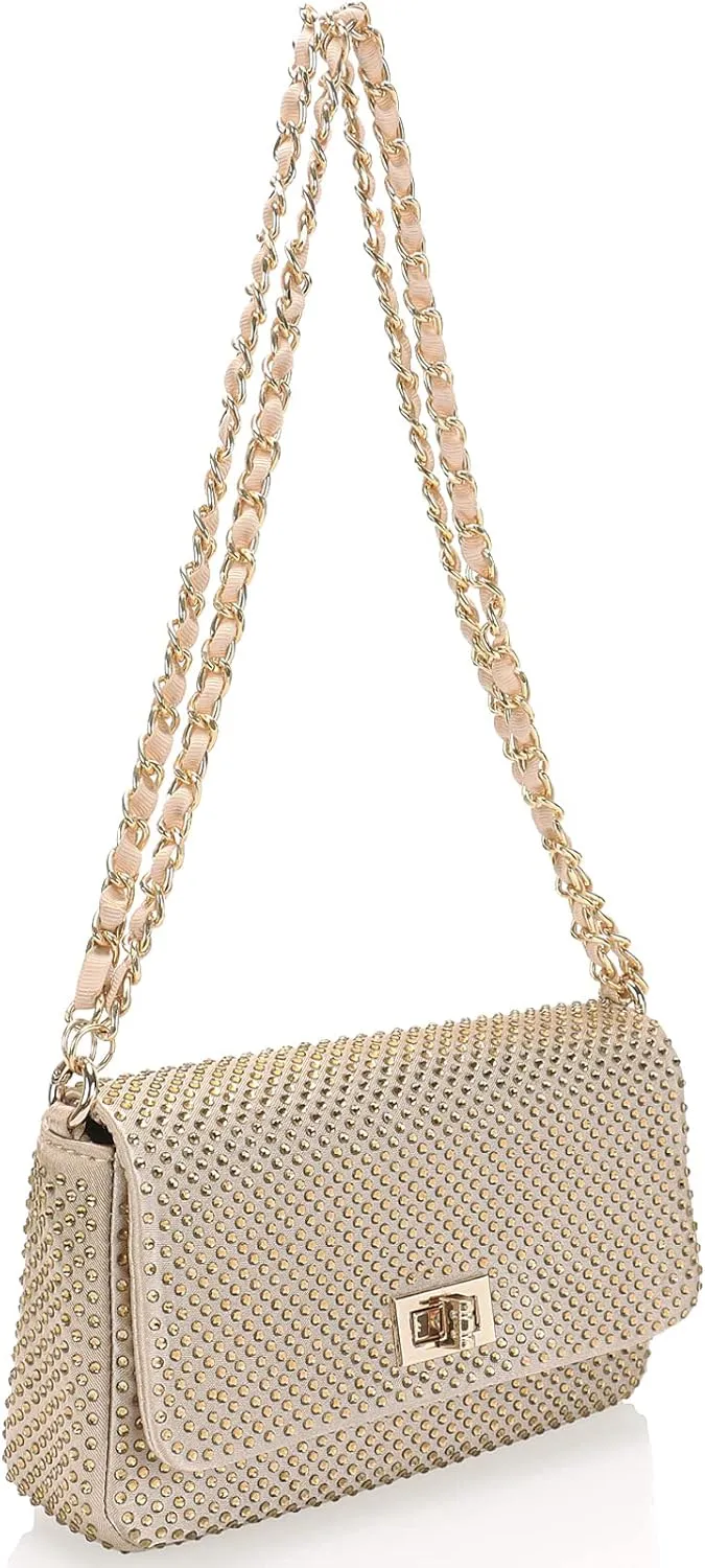 Dexmay Classic Flap Crystal Bag Small Evening Clutch Handbag Party Rhinestone Purse