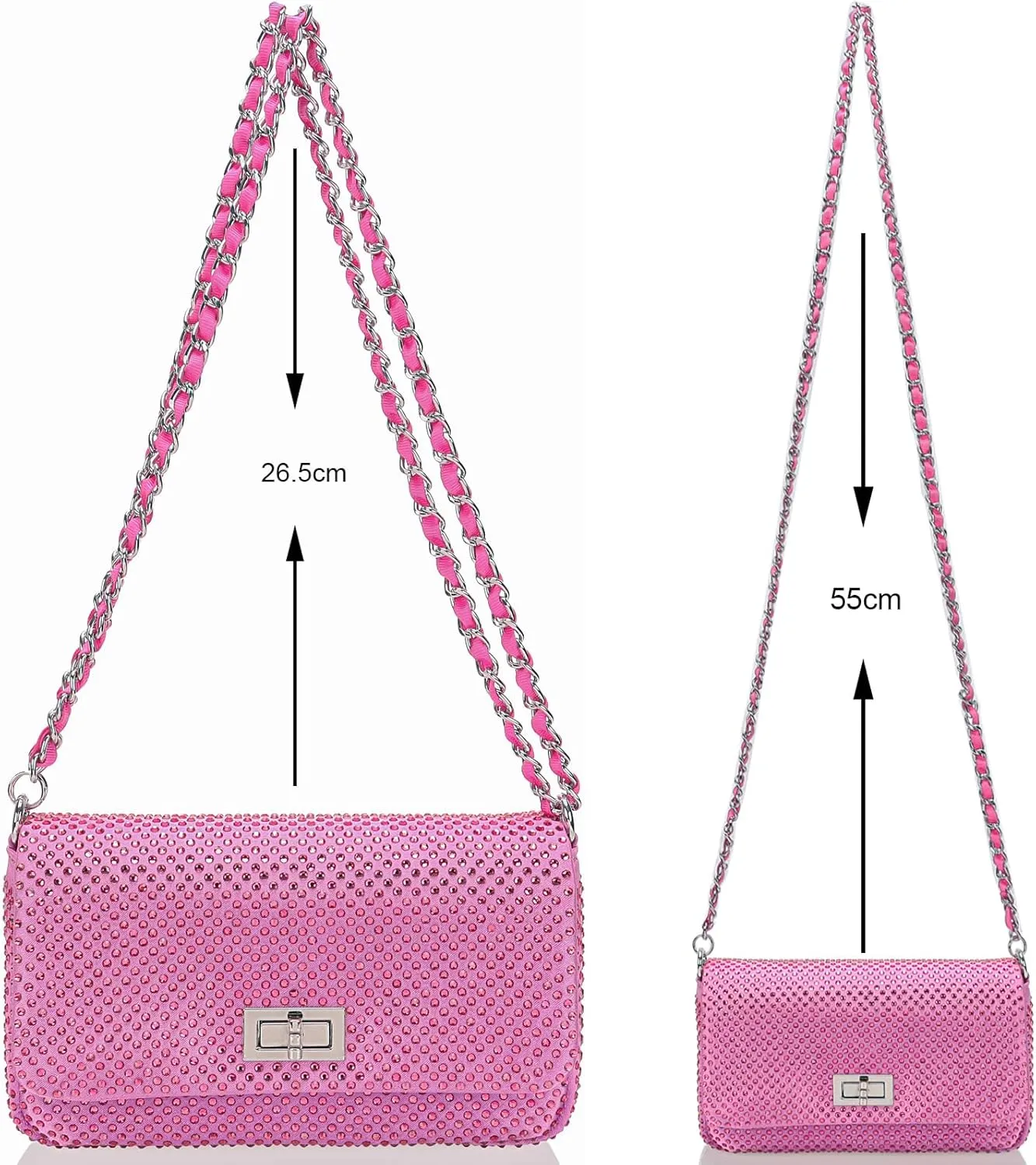 Dexmay Classic Flap Crystal Bag Small Evening Clutch Handbag Party Rhinestone Purse
