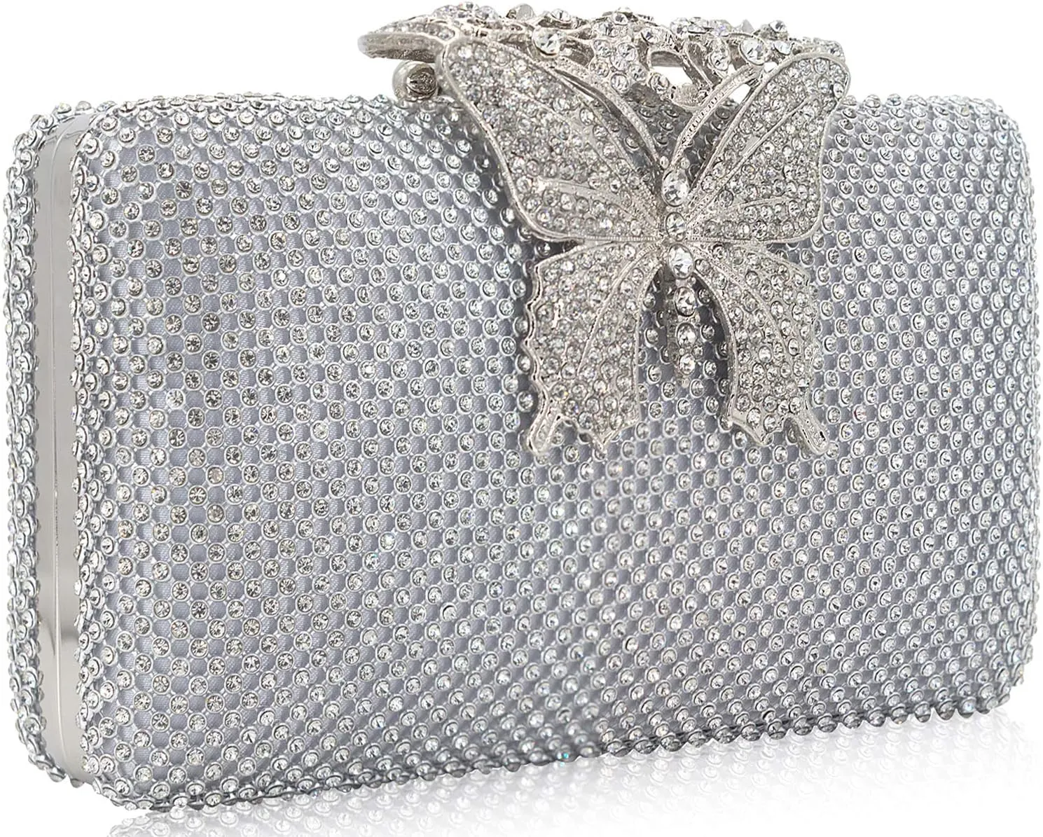 Dexmay Rhinestone Clutch Bag with Crystal Butterfly Clasp Women Evening Handbag Formal Party Purse
