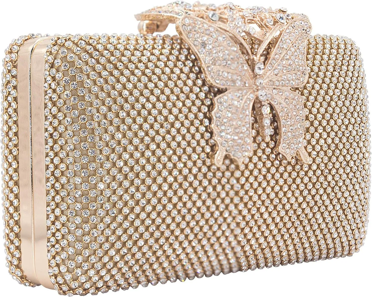 Dexmay Rhinestone Clutch Bag with Crystal Butterfly Clasp Women Evening Handbag Formal Party Purse