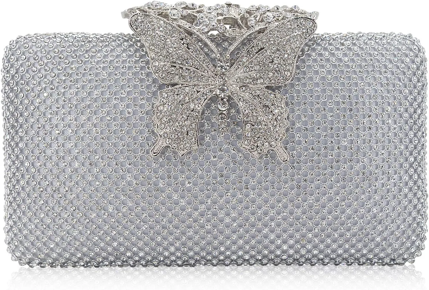 Dexmay Rhinestone Clutch Bag with Crystal Butterfly Clasp Women Evening Handbag Formal Party Purse