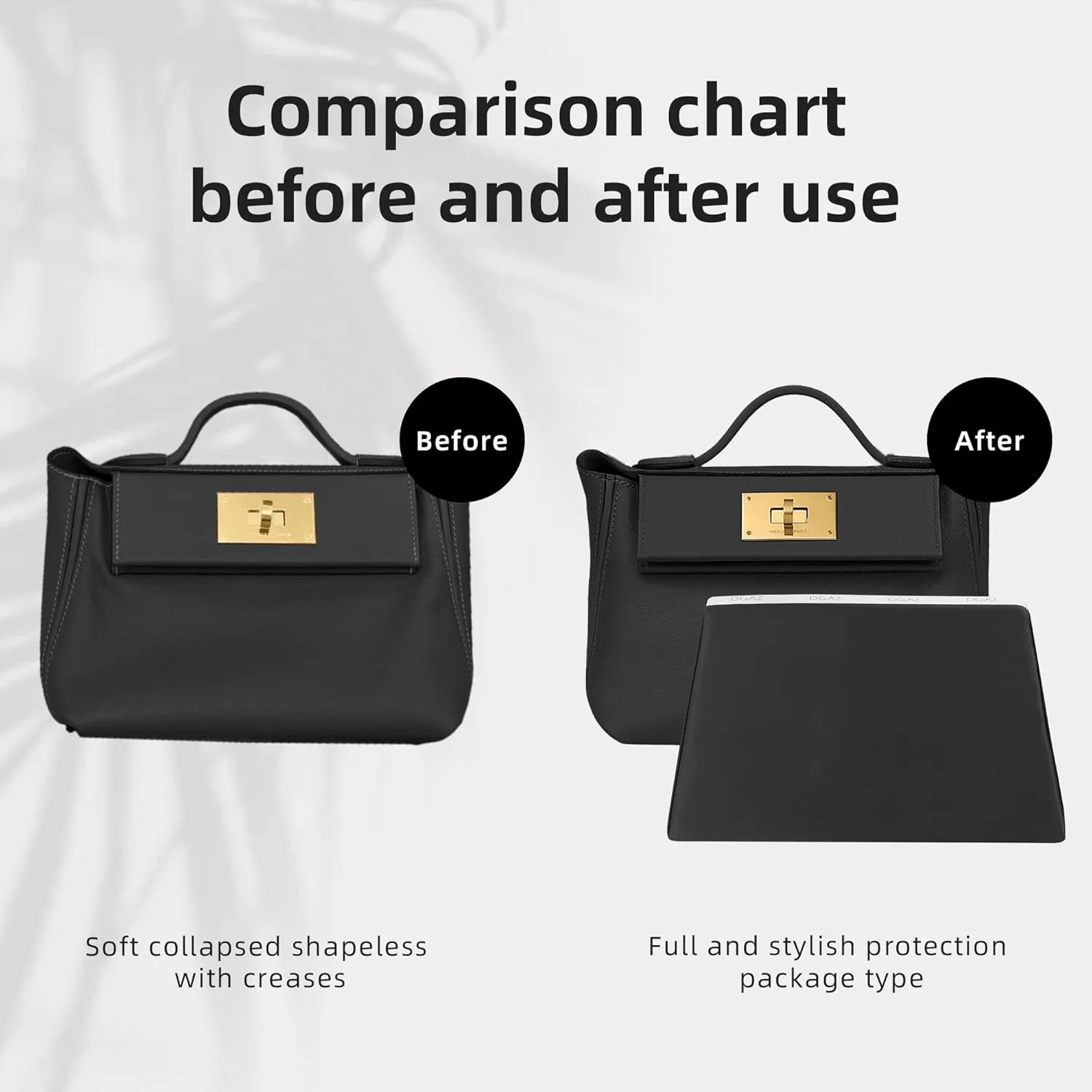 DGAZ Bag Pillow Shaper Insert for Luxury Handbags, Silky Pillow Shaper for Hermes 24/24-mini Bags(Black,2424-mini)