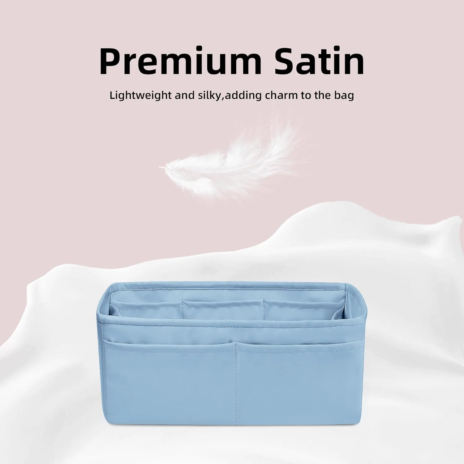 DGAZ Purse Organizer Silky Smooth Fits Birkin 20/25/30/35/40/45/50 Bags,Silk,Luxury Handbag Tote in Bag Shapers, Women(Azure,BK25)