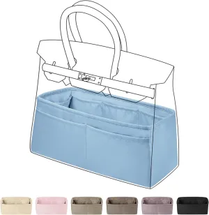 DGAZ Purse Organizer Silky Smooth Fits Birkin 20/25/30/35/40/45/50 Bags,Silk,Luxury Handbag Tote in Bag Shapers, Women(Azure,BK25)