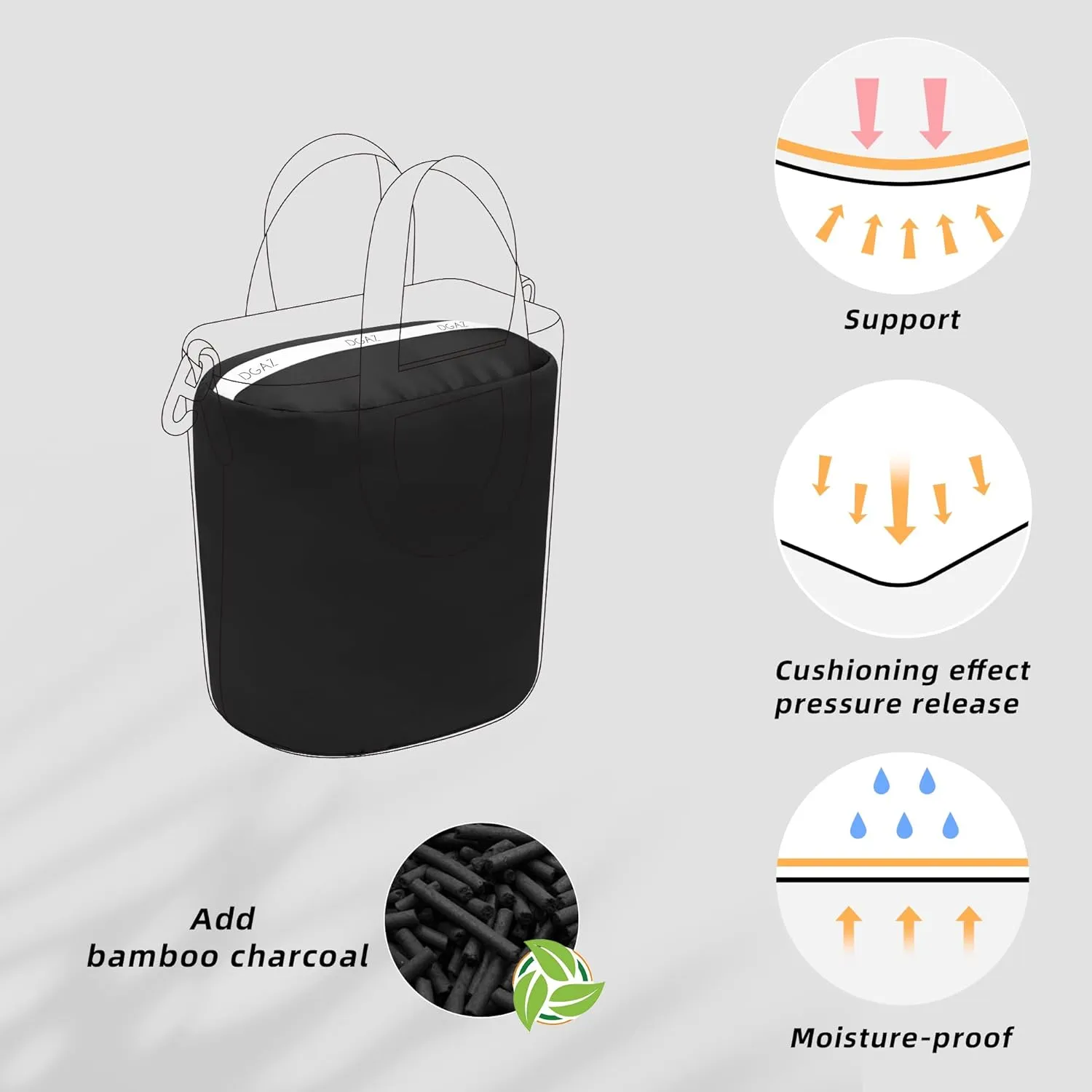 DGAZ Purse Pillow Insert for Hermes In the loop bags, Memory Foam, Silky Pillow Shaper for Luxury Handbags(Black,In the loop18)