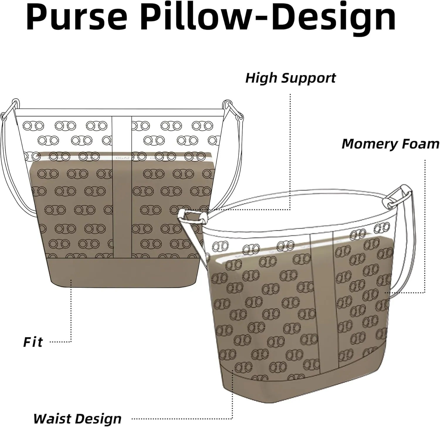 DGAZ Purse Pillow Shaper Insert for Celine Triomphe Canvas Bag, Silky Pillow Shaper for Luxury Handbags(Gris Tourterelle,Small)