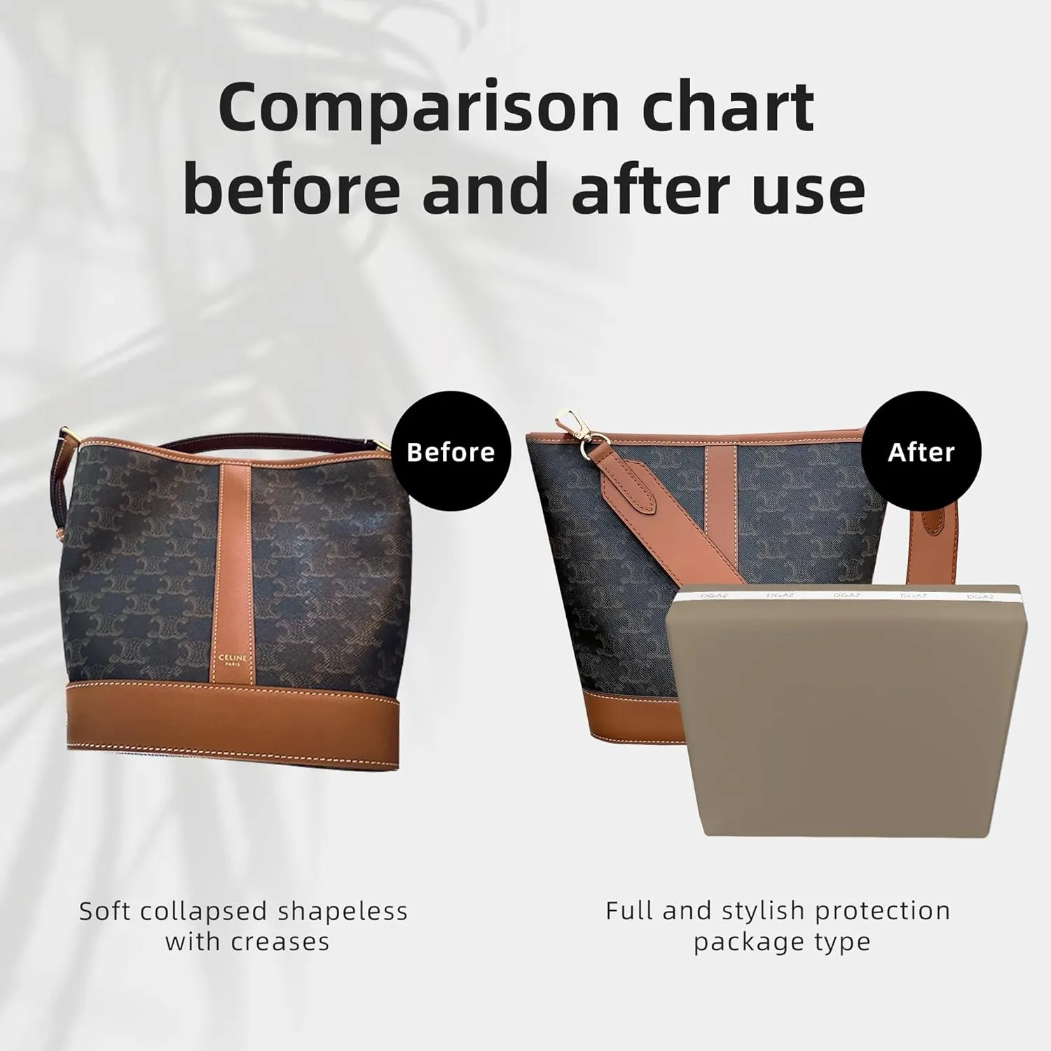 DGAZ Purse Pillow Shaper Insert for Celine Triomphe Canvas Bag, Silky Pillow Shaper for Luxury Handbags(Gris Tourterelle,Small)