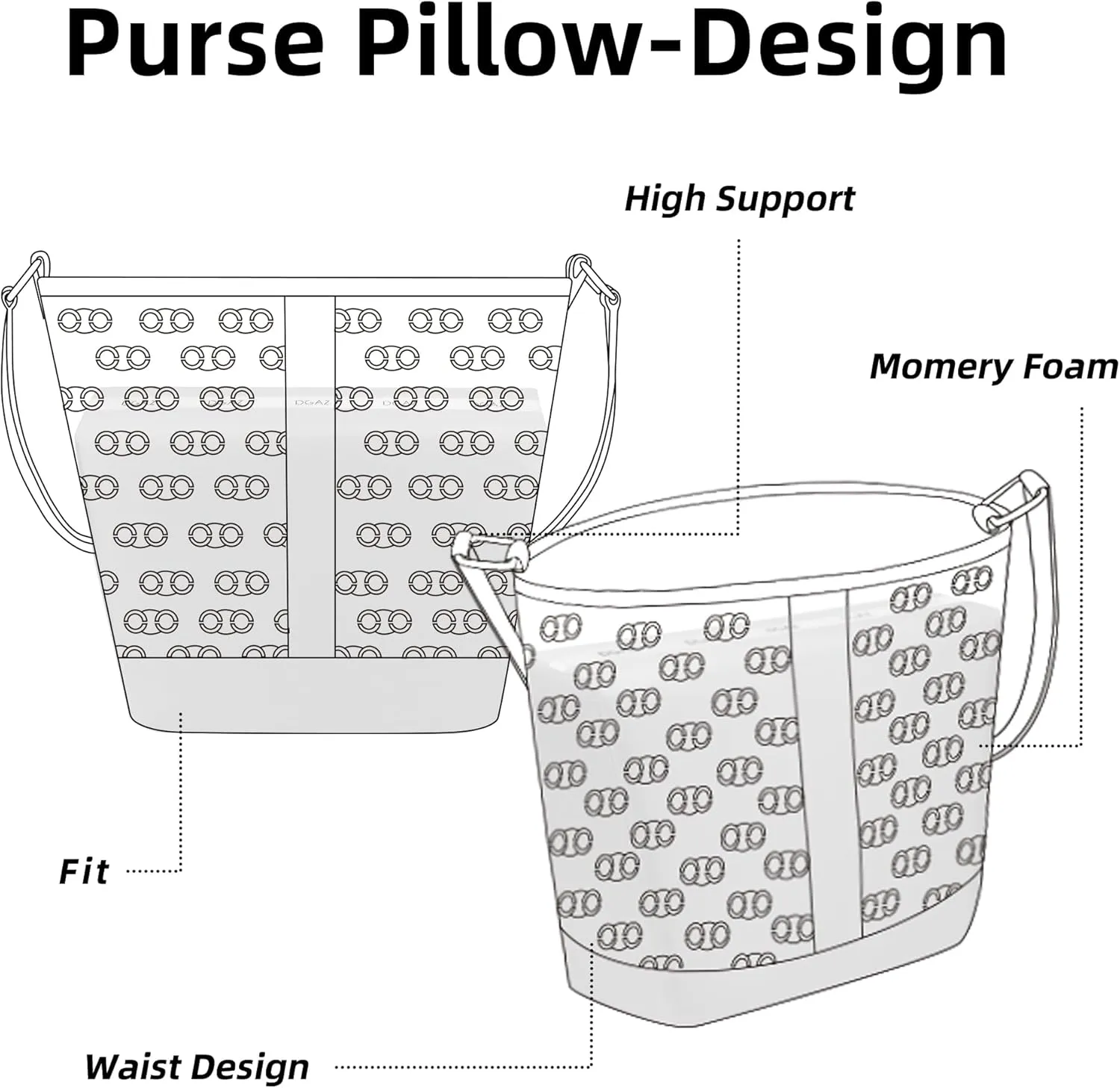 DGAZ Purse Pillow Shaper Insert for Celine Triomphe Canvas Bag, Silky Pillow Shaper for Luxury Handbags(White,Medium)