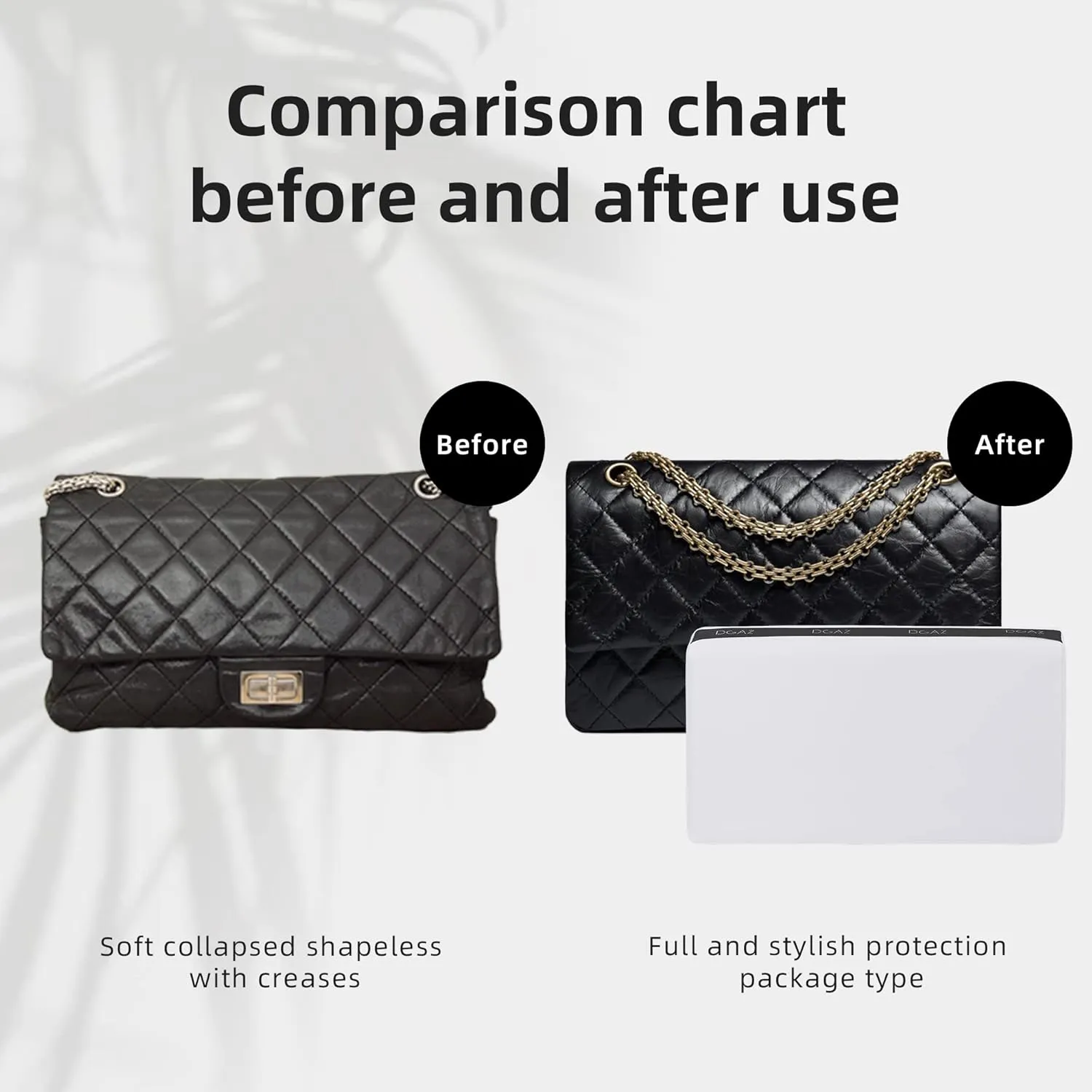 DGAZ Purse Pillow Shaper Insert for Chanel 2.55 Bags, Silky Pillow Shaper for Luxury Handbags（White,Jumbo 28）