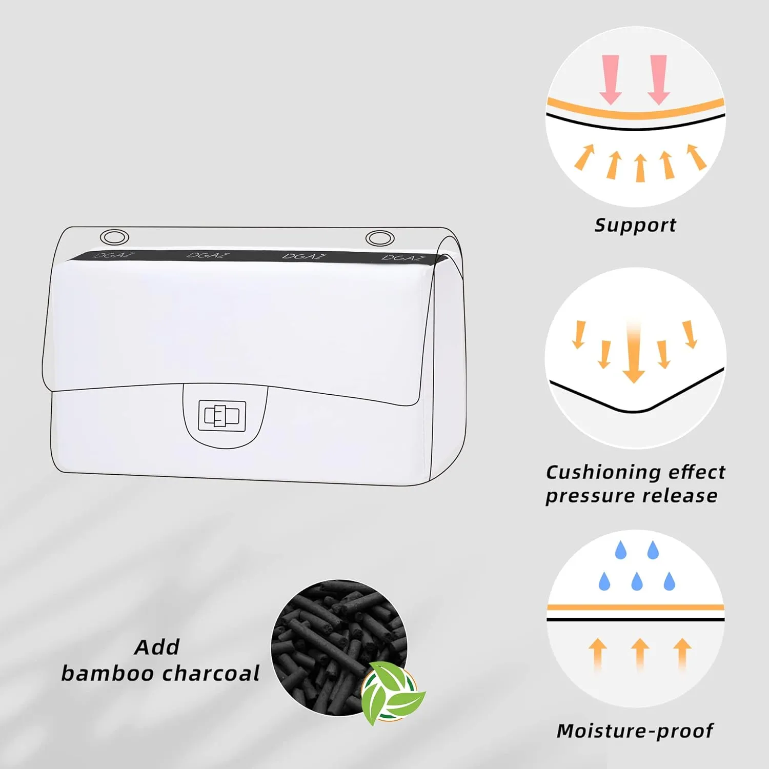 DGAZ Purse Pillow Shaper Insert for Chanel 2.55 Bags, Silky Pillow Shaper for Luxury Handbags（White,Jumbo 28）