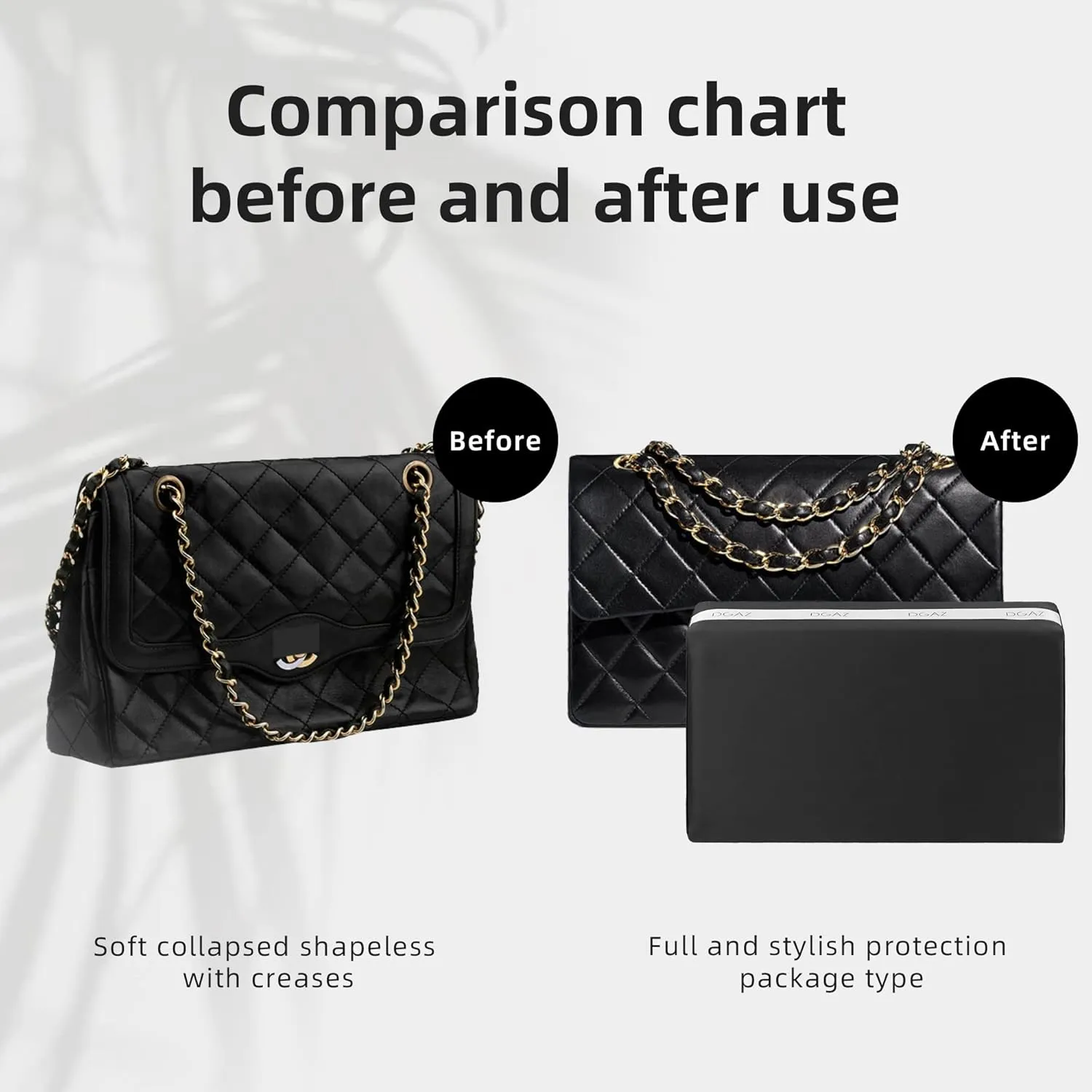 DGAZ Purse Pillow Shaper Insert for Chanel CF Bags, Silky Pillow Shaper for Luxury Handbags（Black, Medium 25）