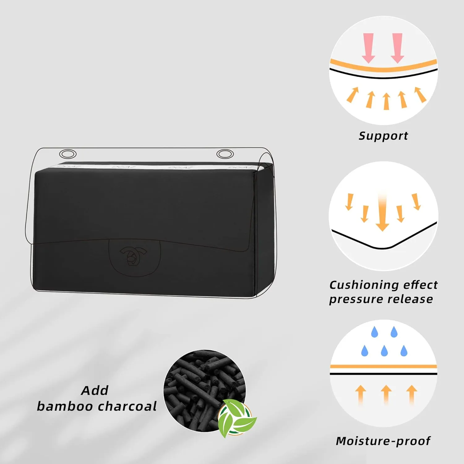 DGAZ Purse Pillow Shaper Insert for Chanel CF Bags, Silky Pillow Shaper for Luxury Handbags（Black, Medium 25）