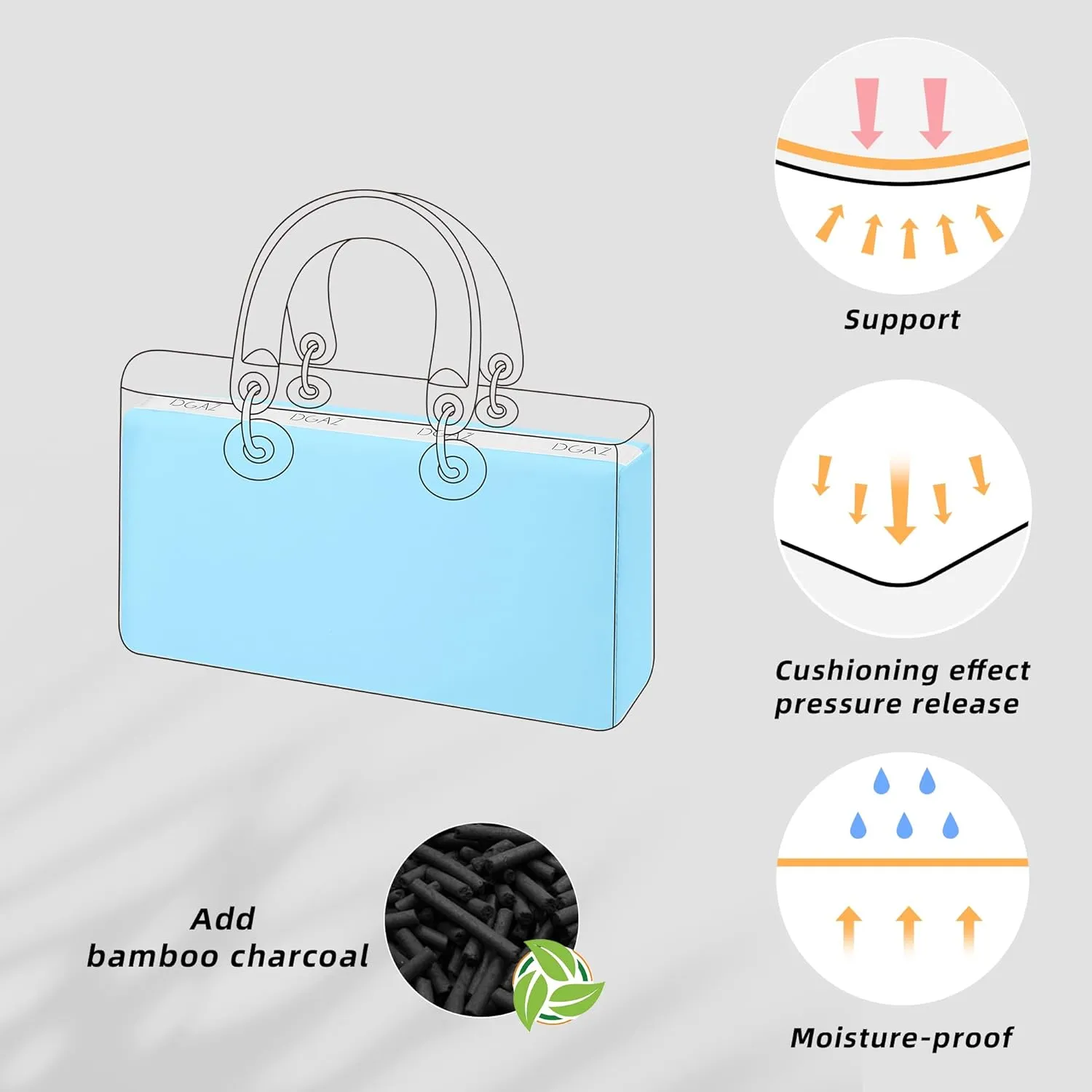 DGAZ Purse Pillow Shaper Insert for Dior D-joy Bag, Silky Pillow Shaper for Luxury Handbags(Candy Blue,Mini)