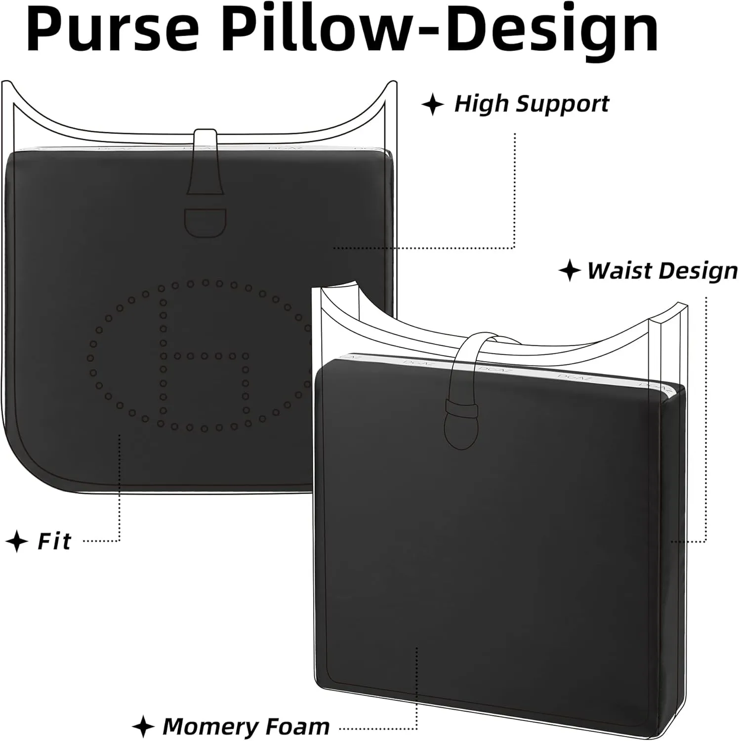 DGAZ Purse Pillow Shaper Insert for Evelyne TPM/PM/GM/TGM Bags, Silky Pillow Shaper for Luxury Handbags(Black,TPM Mini)
