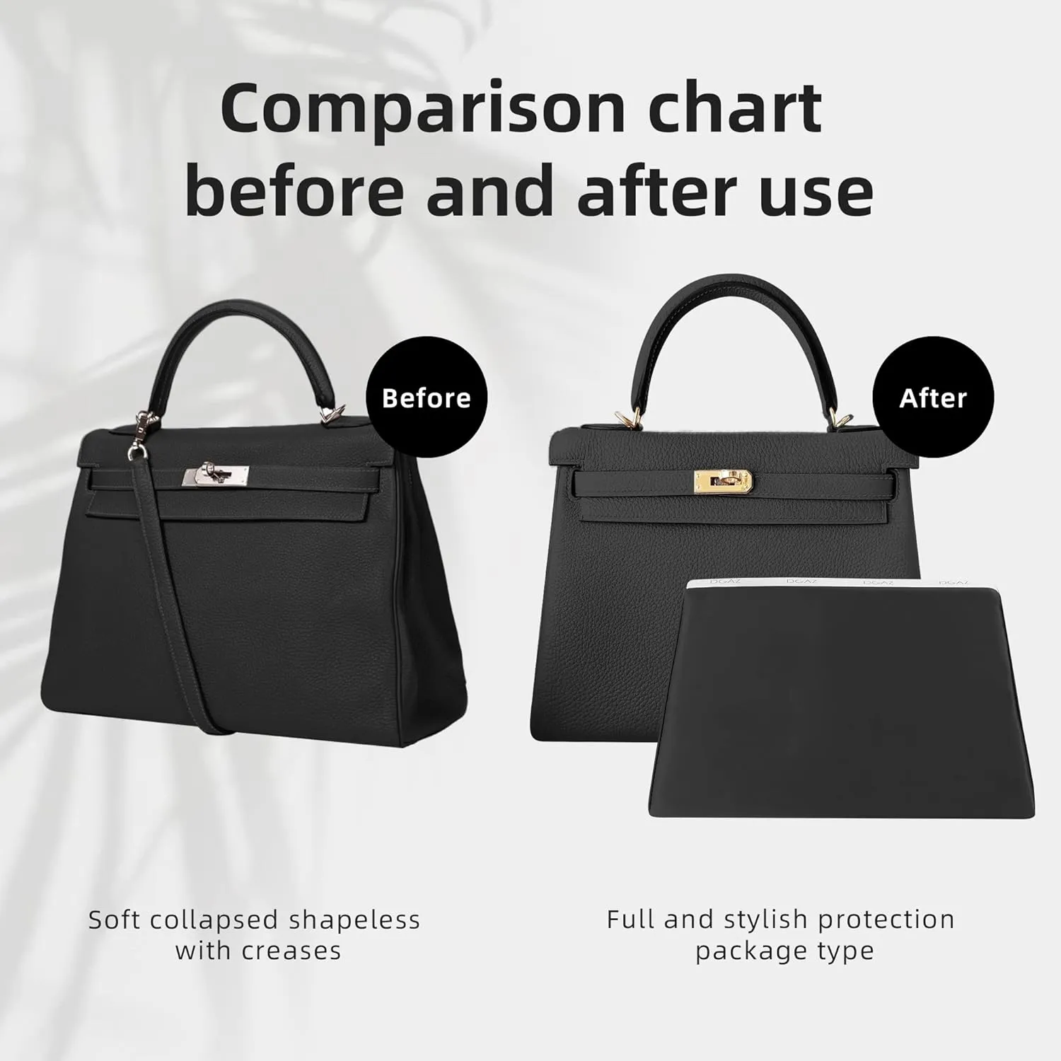 DGAZ Purse Pillow Shaper Insert for Hermes Kelly Bags, Silky Pillow Shaper for Luxury Handbags(Black,KL25 Sellier)