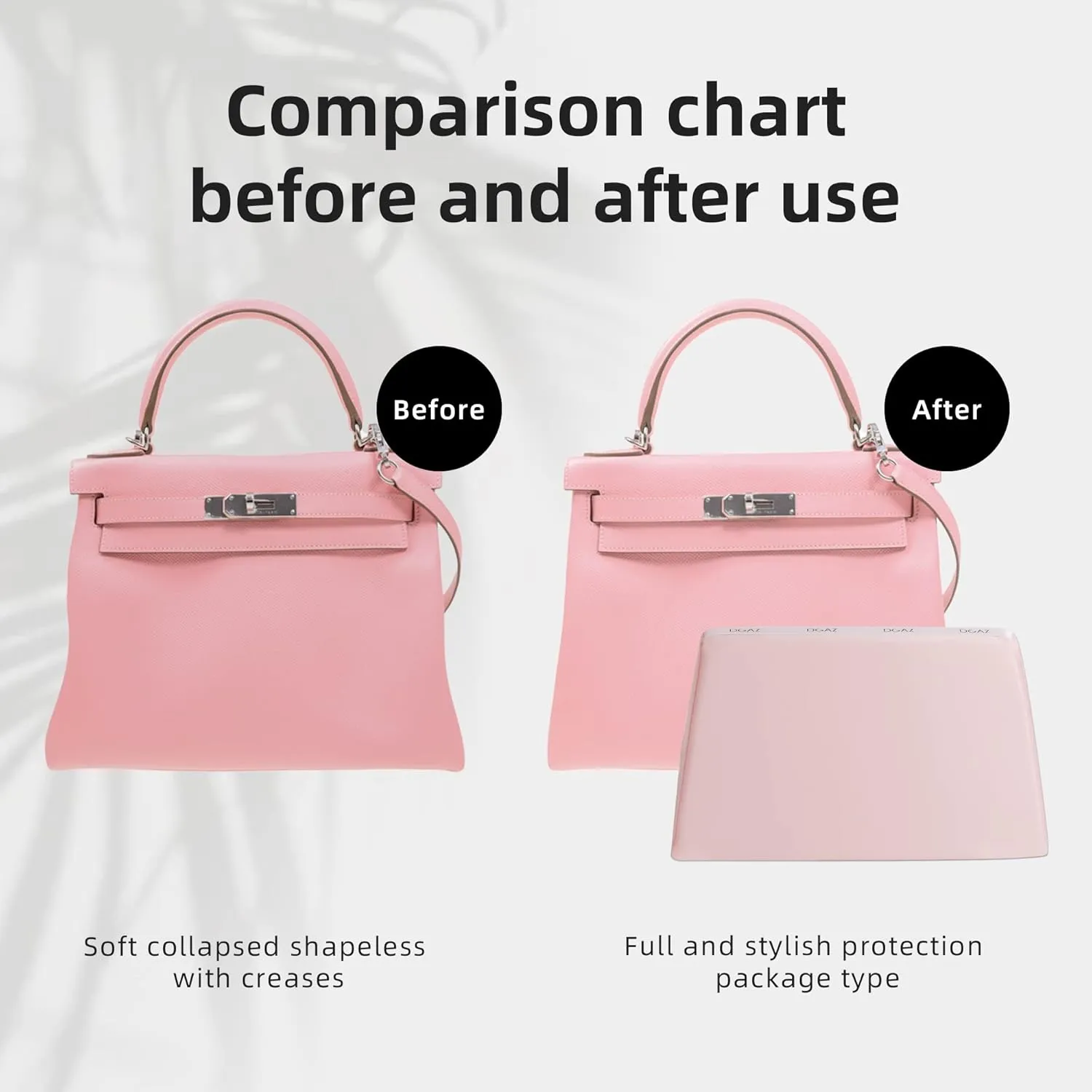DGAZ Purse Pillow Shaper Insert for Hermes Kelly Bags, Silky Pillow Shaper for Luxury Handbags(Pink,KL25 Sellier)