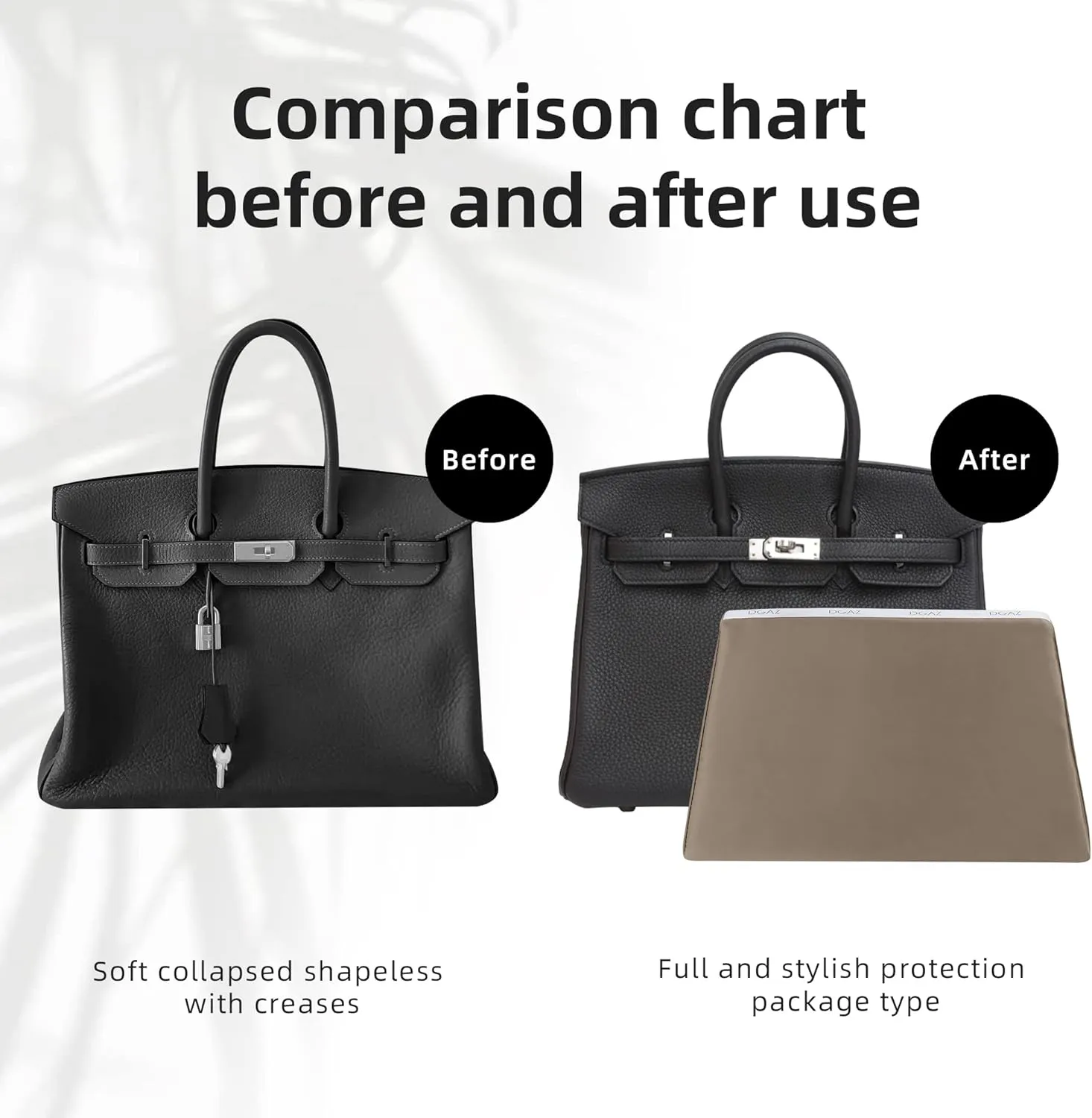 DGAZ Purse Pillow Shaper Insert,Luxury Handbag Tote Shapers, Memory Foam- Fits Birkin 20/25/30/35/40/45/50 Bag(Etoupe Grey,BK35)
