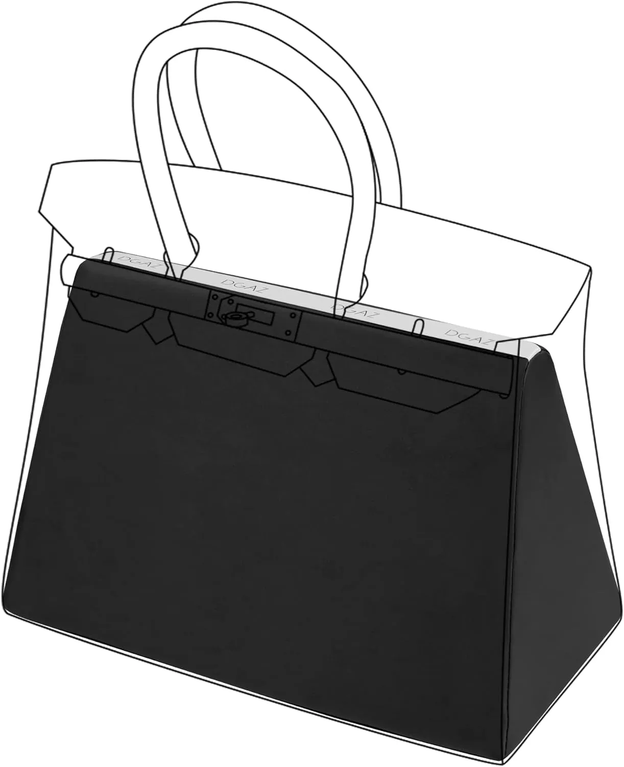 DGAZ Purse Pillow Shaper Insert,Luxury Handbag Tote Shapers, Memory Foam- Fits Birkin 25/30/35/40 Bag (Black, BK25 Retourne)