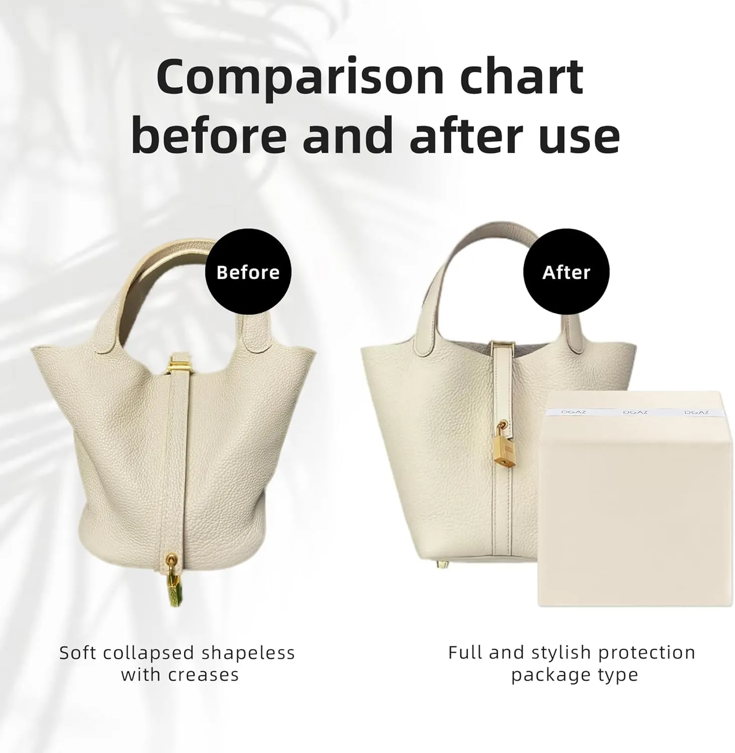 DGAZ Purse Pillow Shaper Insert,Luxury Handbag Tote Shapers, Memory Foam- Fits picotin14/18/22/26/31Bags(Craie,PC22)